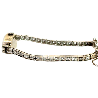 1920s Movado 14K White Gold Diamond Bracelet Watch – Art Deco Elegance
