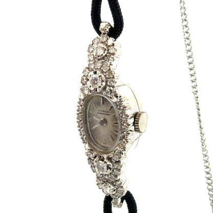 Vintage 1920s Nivada Grenchen Diamond Cocktail Watch – 14K White Gold