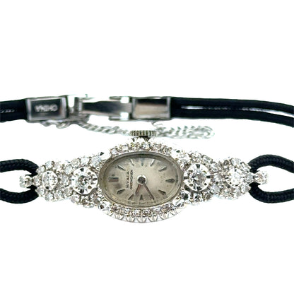 Vintage 1920s Nivada Grenchen Diamond Cocktail Watch – 14K White Gold