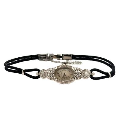 Vintage 1920s Nivada Grenchen Diamond Cocktail Watch – 14K White Gold