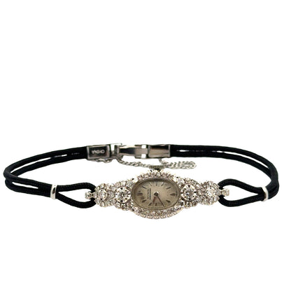 Vintage 1920s Nivada Grenchen Diamond Cocktail Watch – 14K White Gold