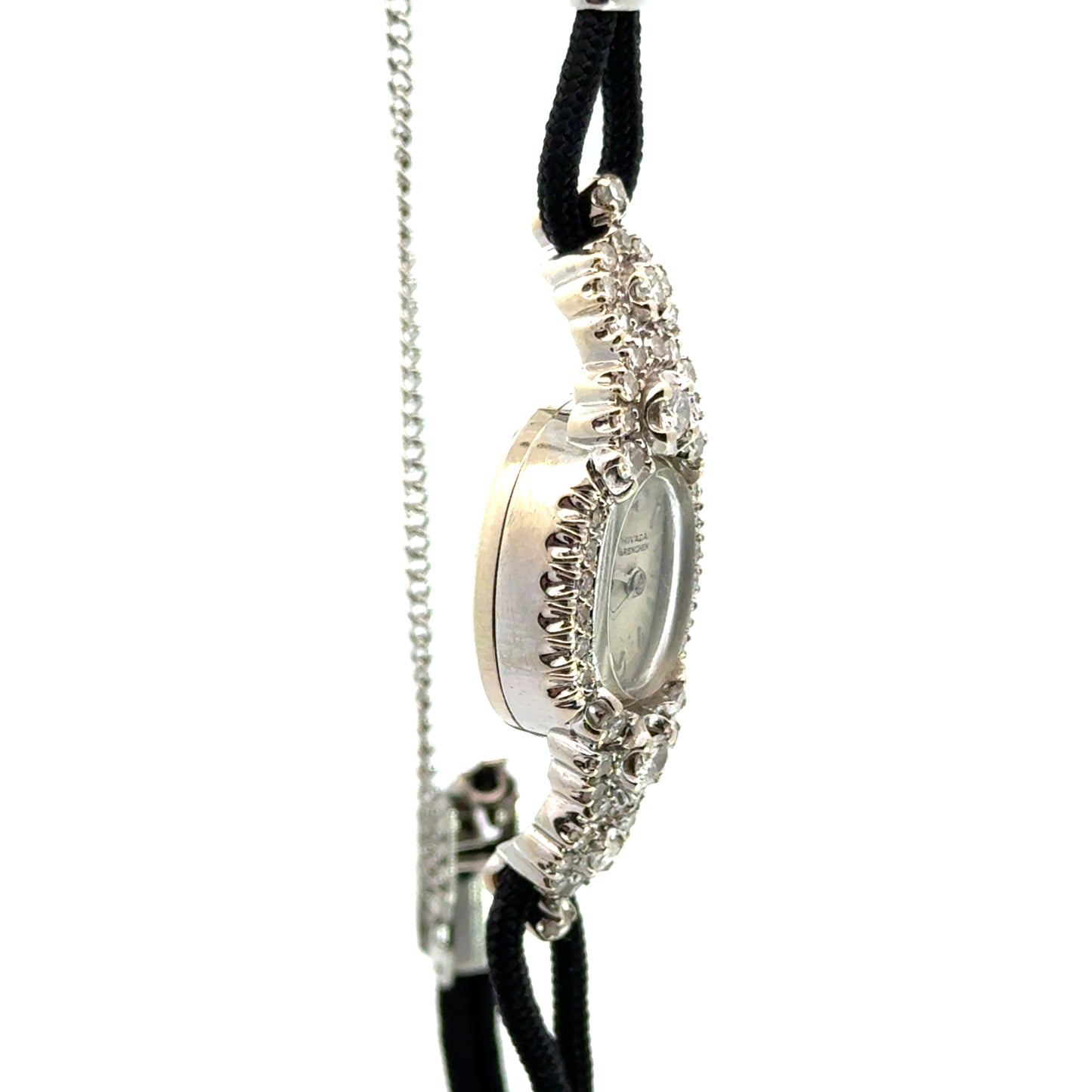 Vintage 1920s Nivada Grenchen Diamond Cocktail Watch – 14K White Gold