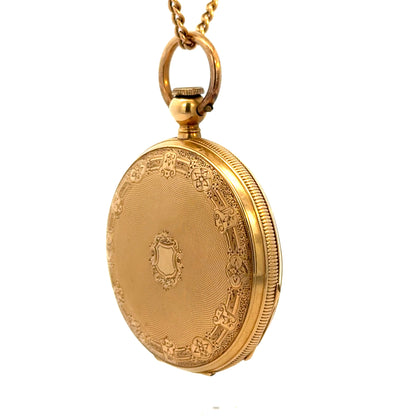 Antique 18K Gold Pocket Watch Ornate Guilloché Case