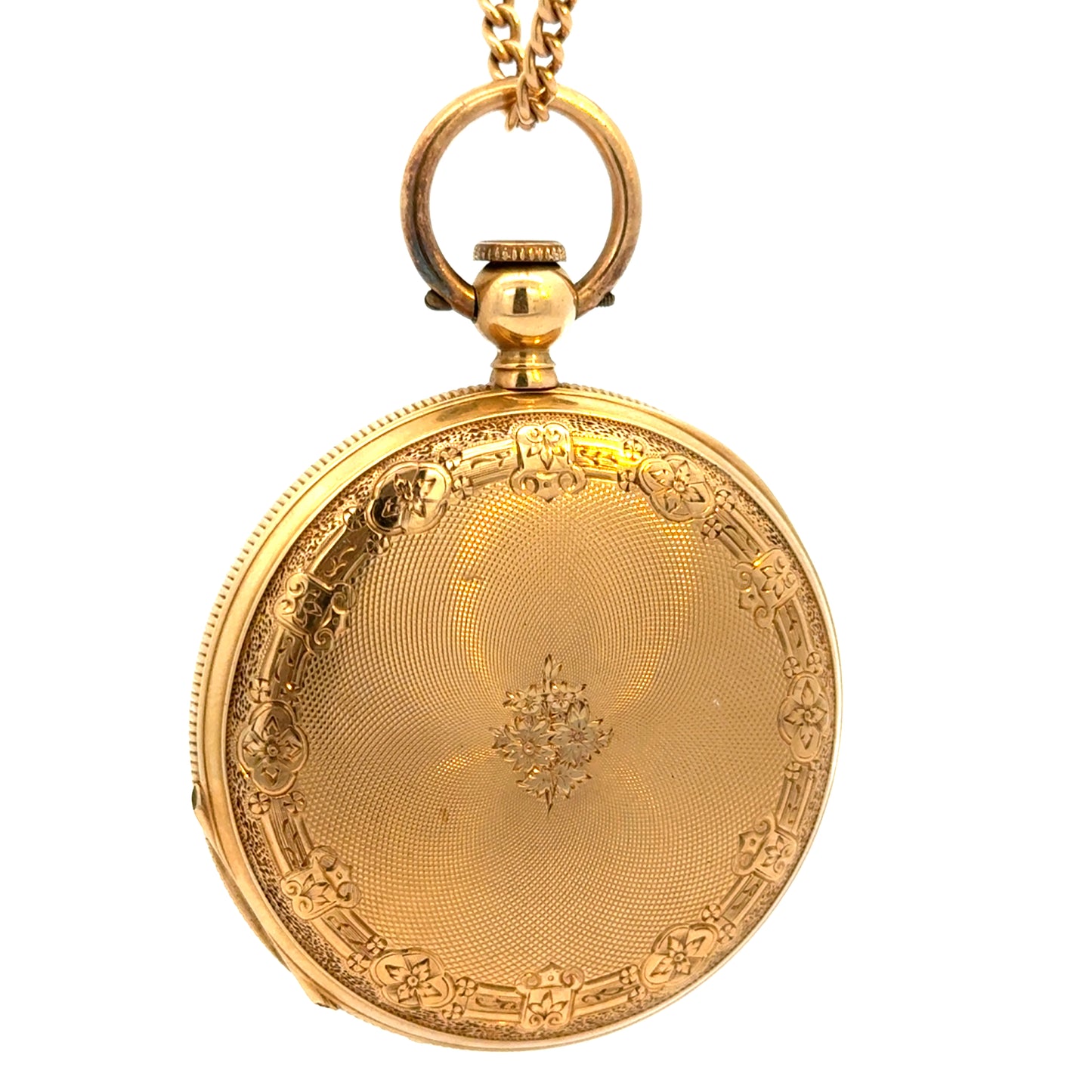 Antique 18K Gold Pocket Watch Ornate Guilloché Case