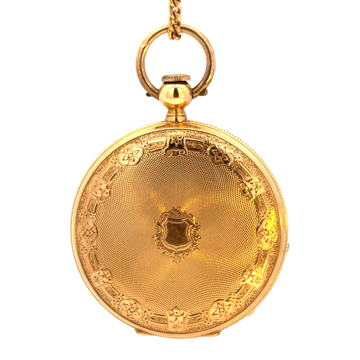 Antique 18K Gold Pocket Watch Ornate Guilloché Case