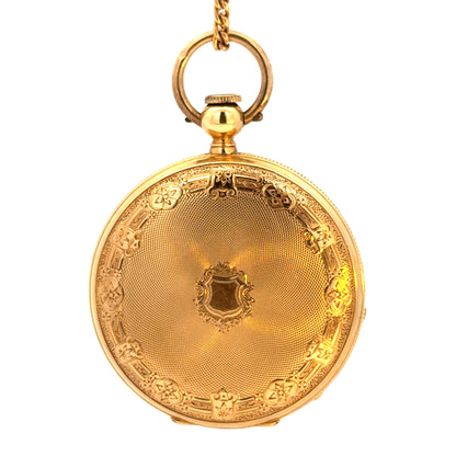 Antique 18K Gold Pocket Watch Ornate Guilloché Case