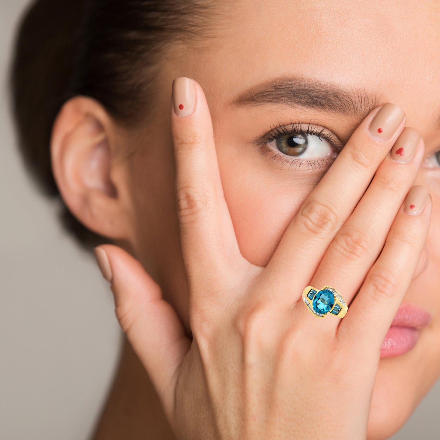 14K Yellow Gold Oval & Baguette Cut Aquamarine & Diamond Accent Ring