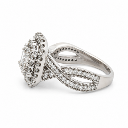 14K White Gold Diamond Double Halo Ring