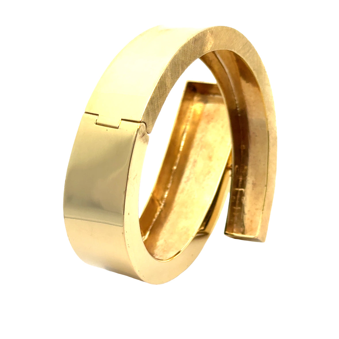 Substantial 18K Yellow Gold Statement Bangle, High-Polish & Textured Design