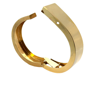 Substantial 18K Yellow Gold Statement Bangle, High-Polish & Textured Design