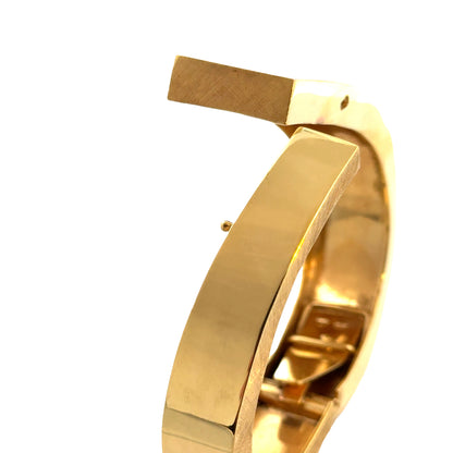 Substantial 18K Yellow Gold Statement Bangle, High-Polish & Textured Design