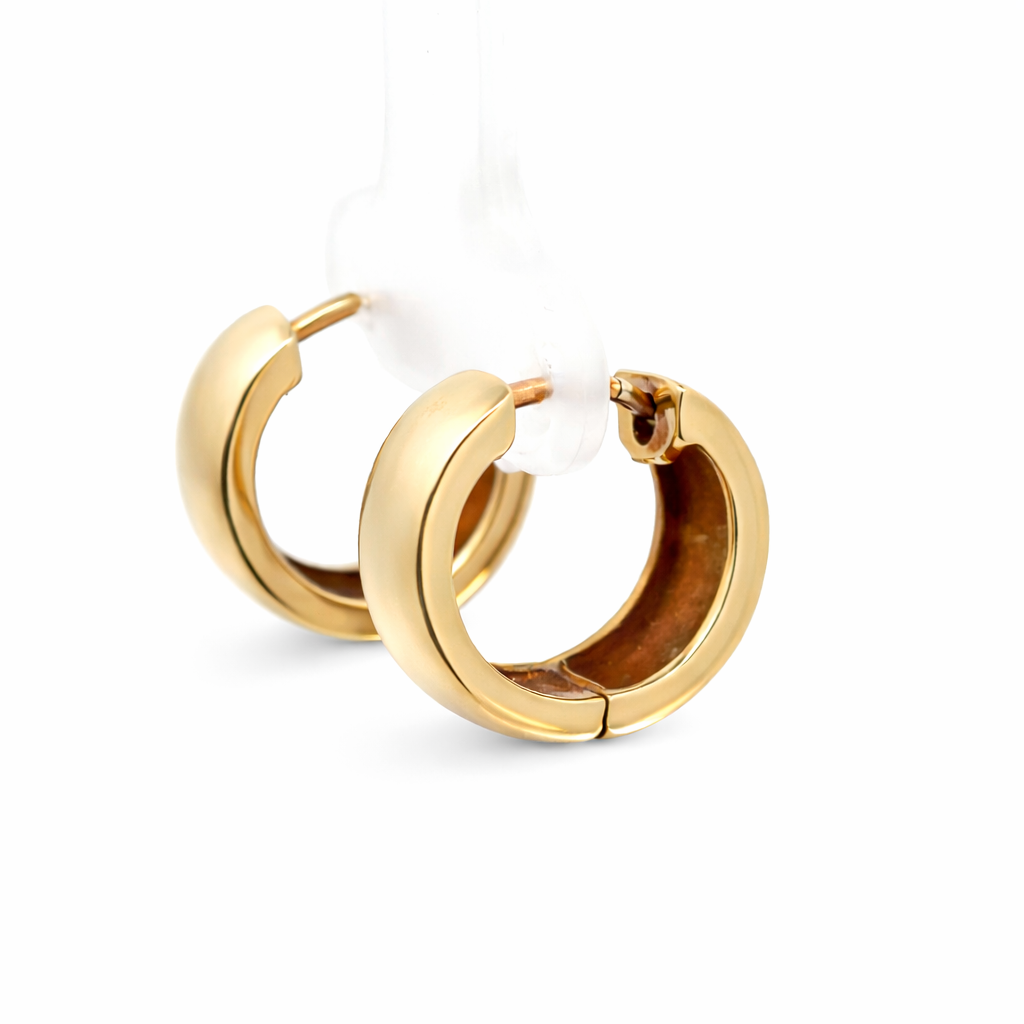 14K Yellow Gold Polished Huggie Hoop Earrings