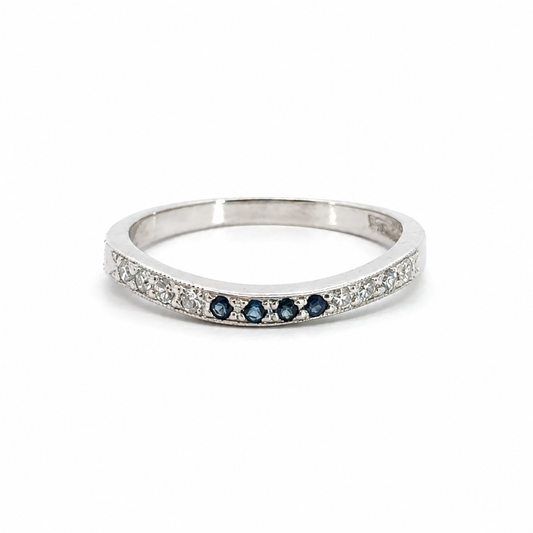 Platinum Sapphire & Diamond Stackable Ring Size 7