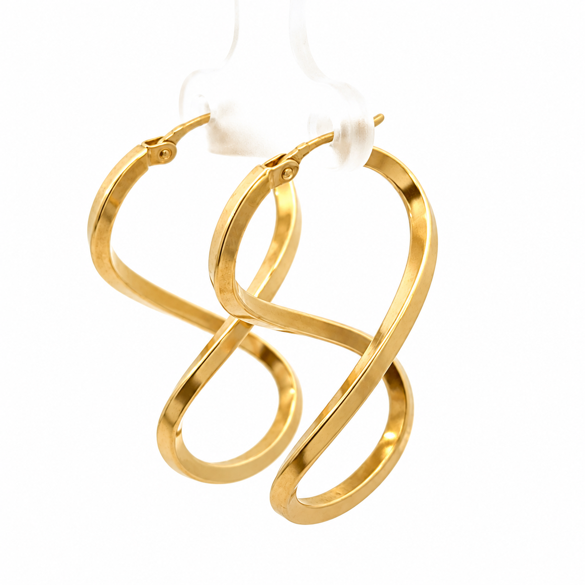14K Yellow Gold Sculptural Wavy Hoop Earrings — Made in Italy