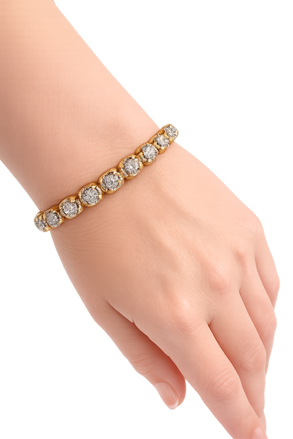 Vintage Yellow Gold Diamond Tennis Bracelet