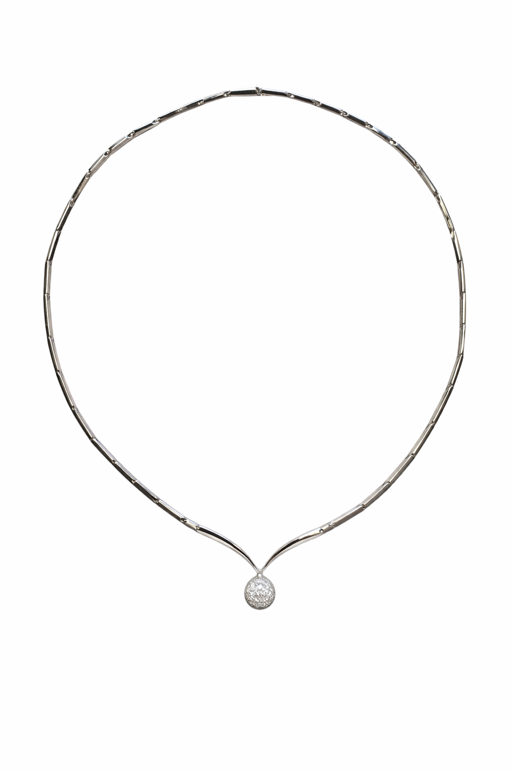 Diamond Pavé Sphere Pendant Necklace in 18K White Gold