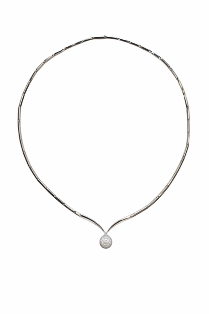 Diamond Pavé Sphere Pendant Necklace in 18K White Gold