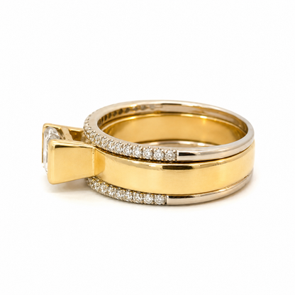 Gabriel & Co. Diamond Two-Tone Gold Ring with Diamond Border