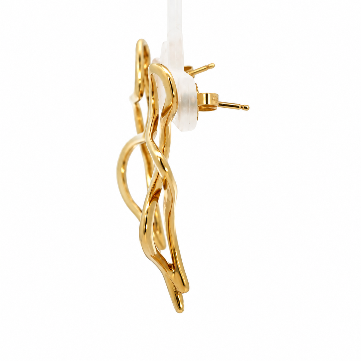 14K Yellow Gold Sculptural Ribbon Earrings