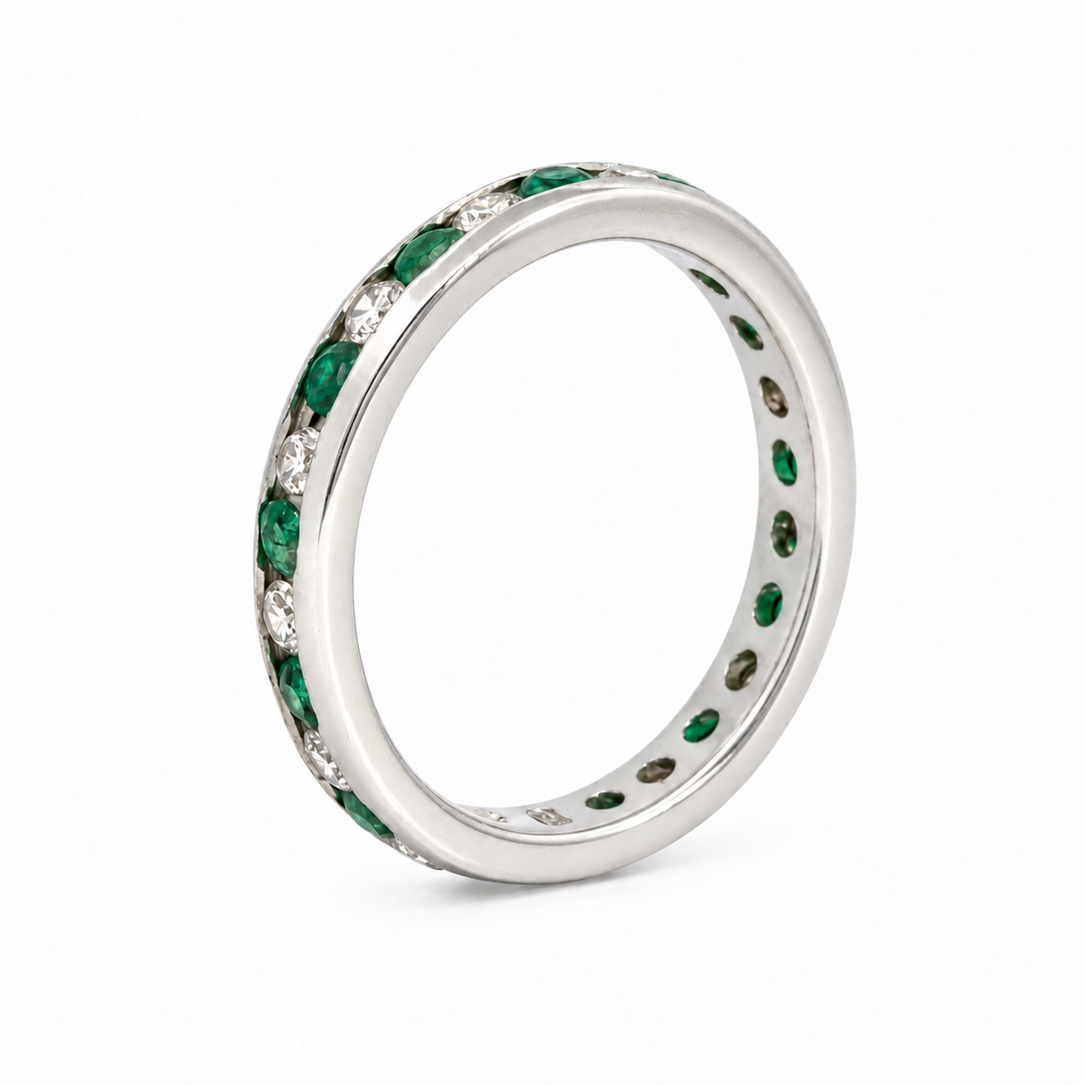 Platinum Emerald & Diamond Eternity Band