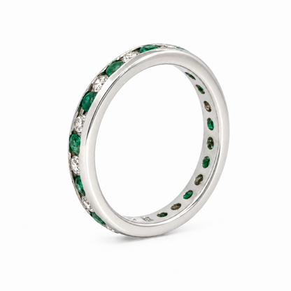 Platinum Emerald & Diamond Eternity Band