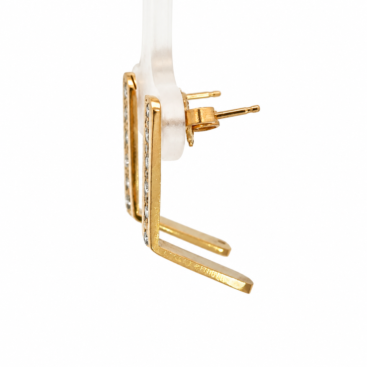 14K Yellow Gold Diamond Bar Earrings
