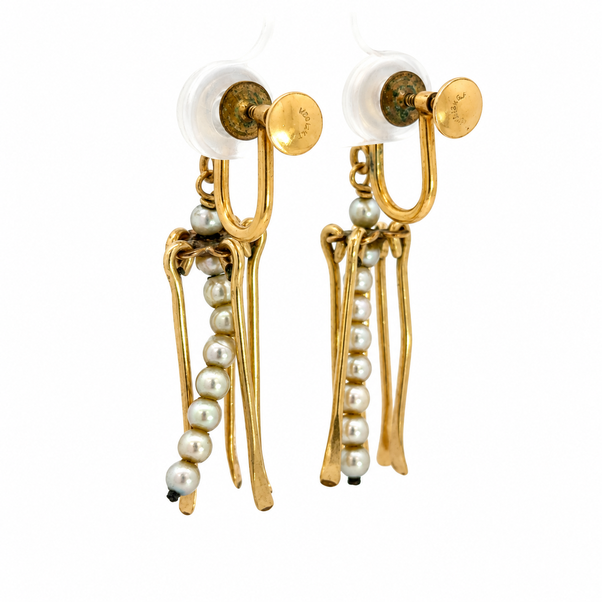 Vintage 1/20 12K Gold-Filled Seed Pearl Tassel Screw-Back Earrings