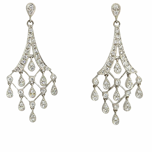 18K White Gold Diamond Chandelier Earrings