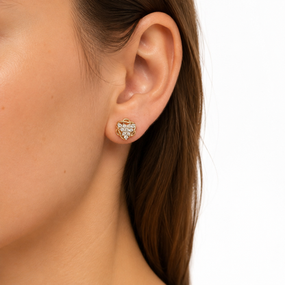 Vintage 14K Yellow Gold Diamond Star Cluster Stud Earrings