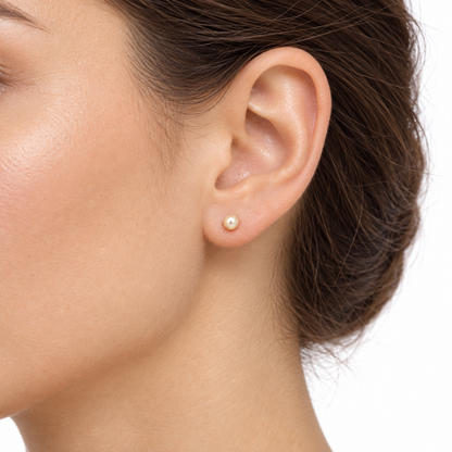 14K Yellow Gold 3mm Pearl Stud Earrings