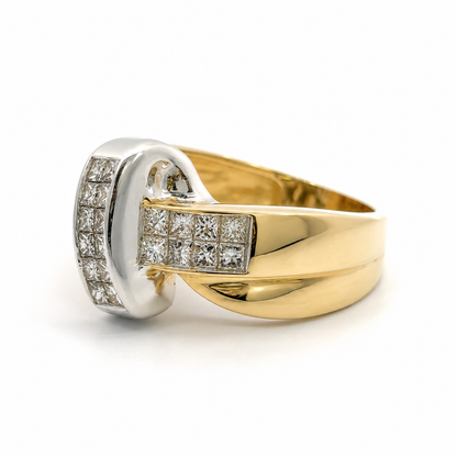 14K Two-Tone Princess Cut Diamond Statement Ring