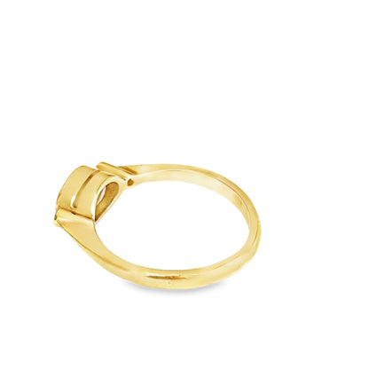 14K Yellow Gold Blue Topaz & Diamond Ring – Dainty Modern Style