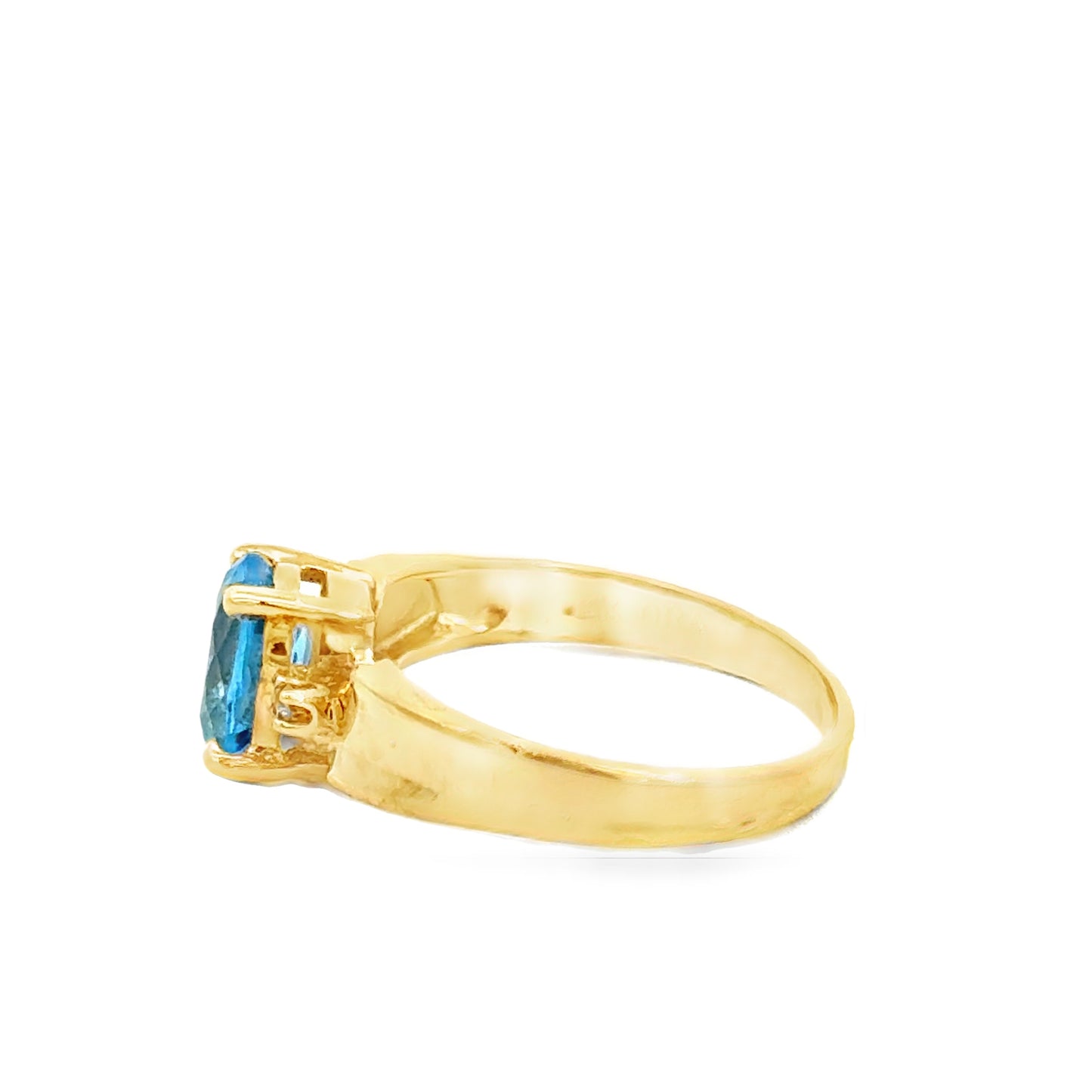 Simple & Sweet 14K Gold Blue Topaz Diamond Ring