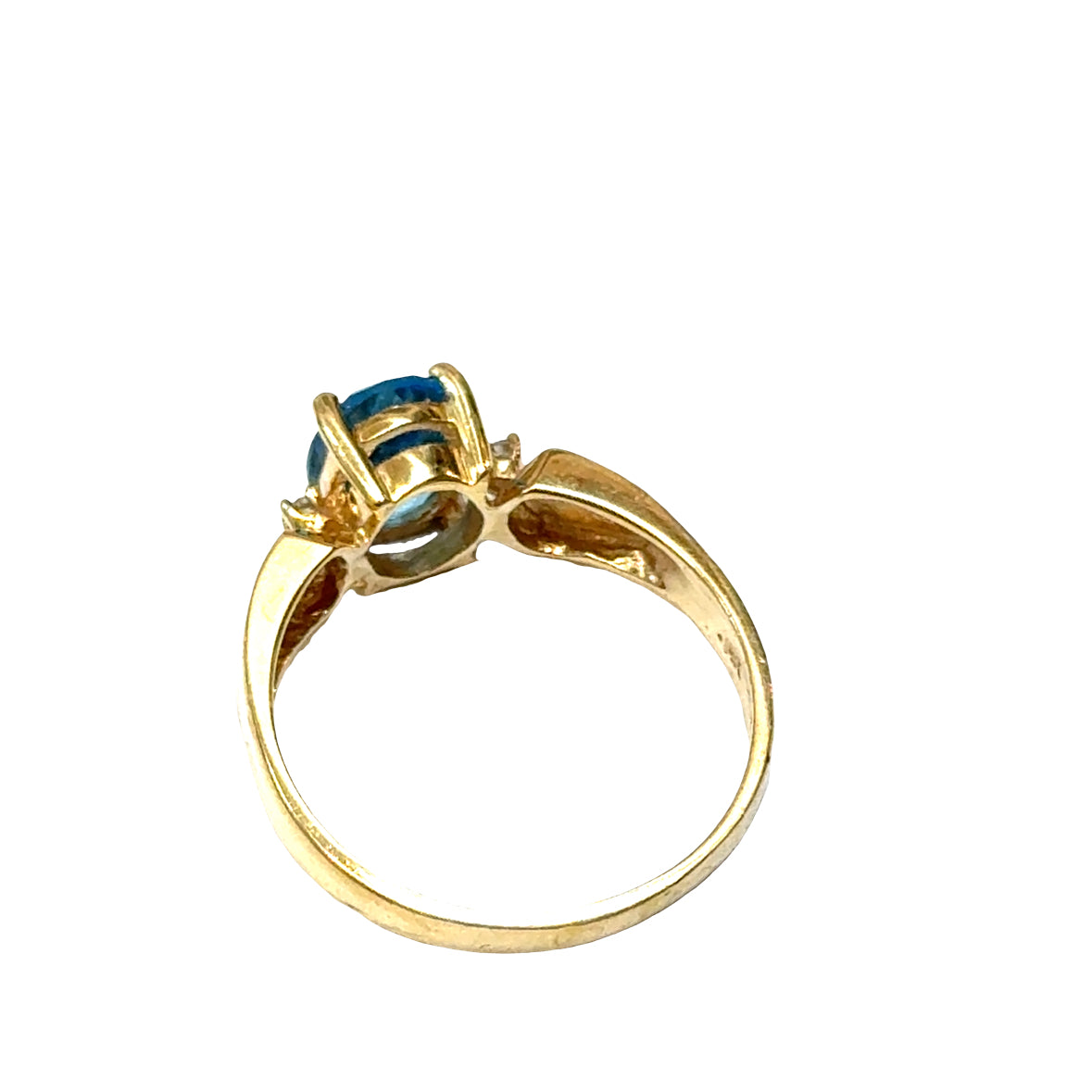 Simple & Sweet 14K Gold Blue Topaz Diamond Ring