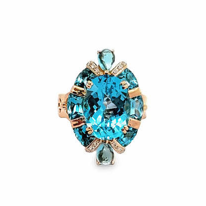 Bellarri 18K Blue Topaz & Diamond Ring