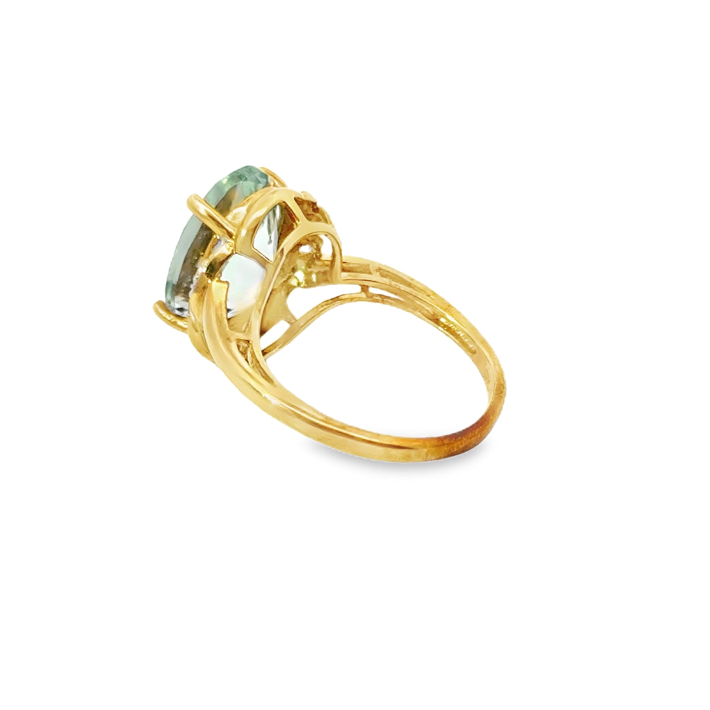 Seawater Green-Blue Aquamarine Yellow Gold & Diamond Ring