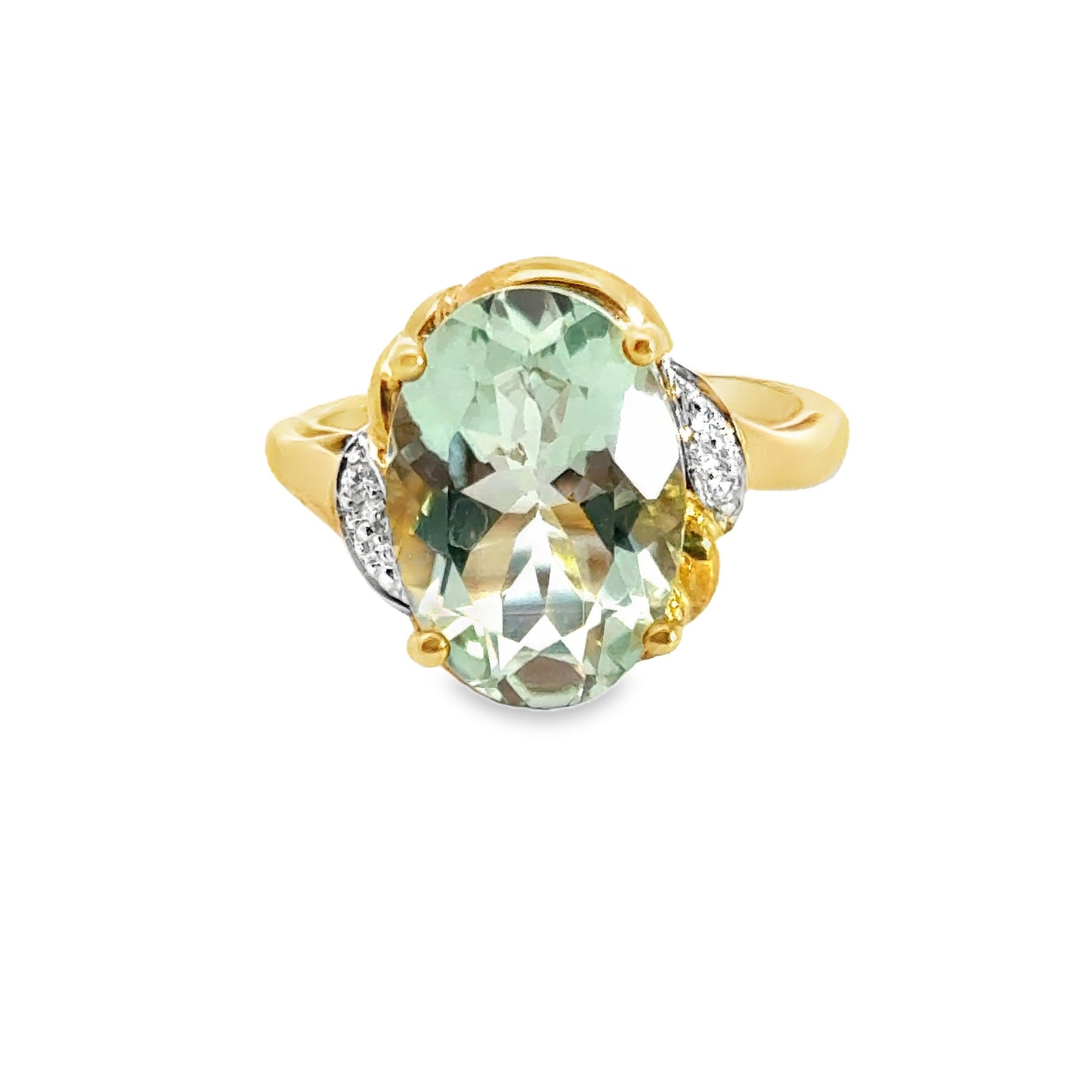 Seawater Green-Blue Aquamarine Yellow Gold & Diamond Ring