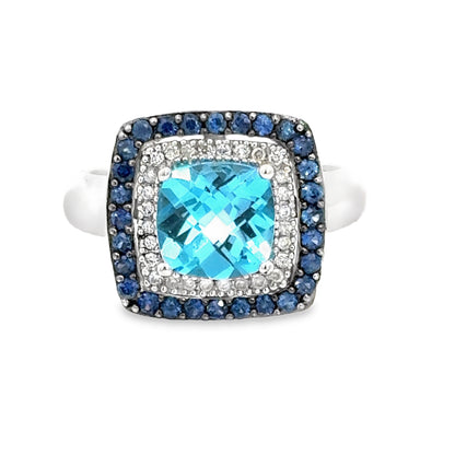 Le Vian 14K White Gold Blue Topaz, Sapphire & Diamond Ring