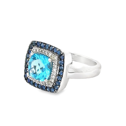 Le Vian 14K White Gold Blue Topaz, Sapphire & Diamond Ring