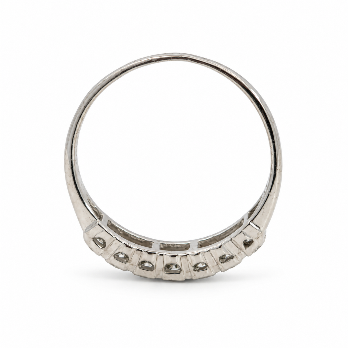 14K White Gold Seven Diamond Stacking Ring