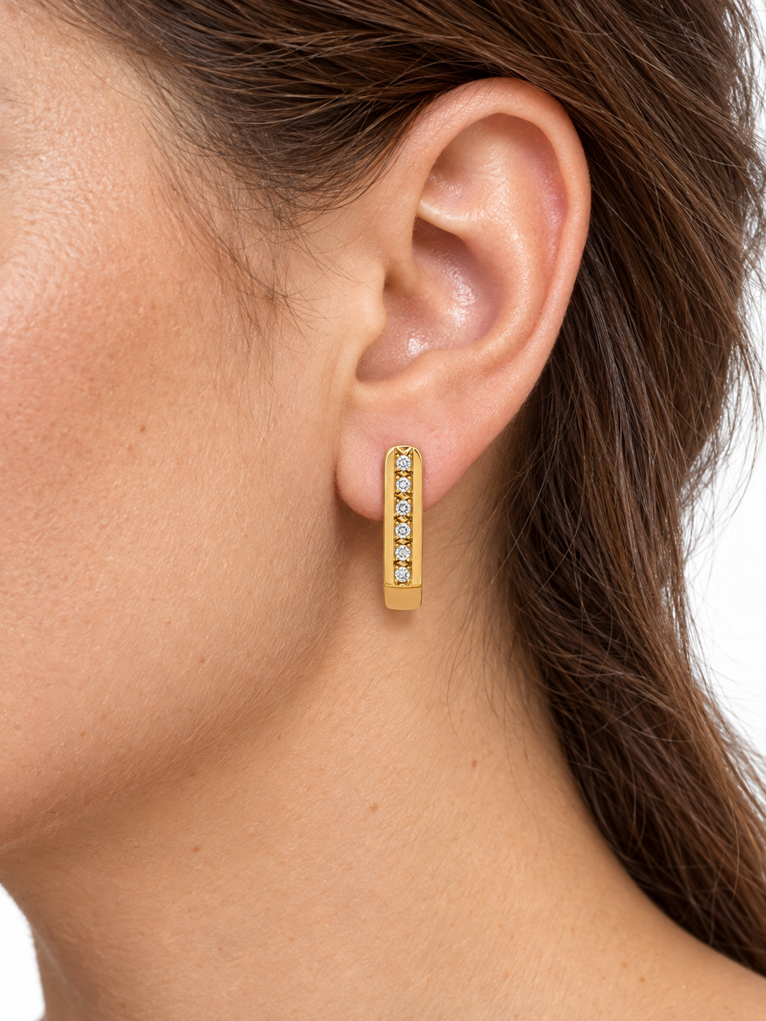 14K Yellow Gold Diamond Bar Earrings