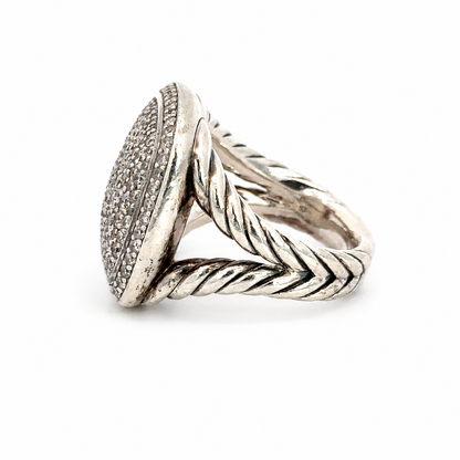 David Yurman Large Albion Pavé Diamond Sterling Silver Statement Ring