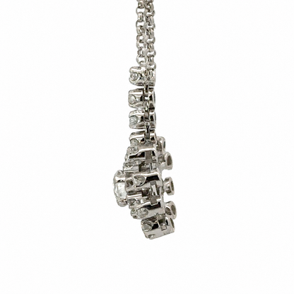 Italian 18K White Gold Diamond Floral Starburst Necklace
