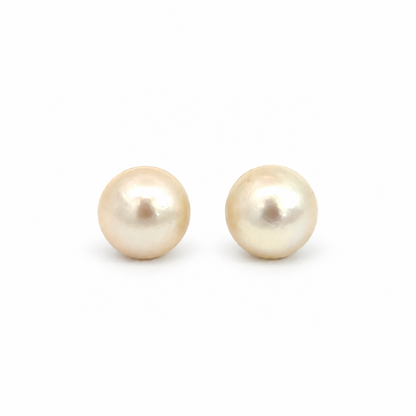 14K Yellow Gold 7mm Near-Round Cultured Pearl Stud Earrings