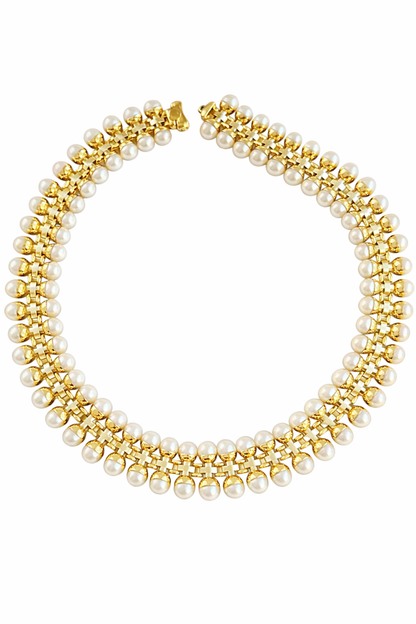 Vintage 1960’s 18K Yellow Gold South Sea Pearl Collar Necklace