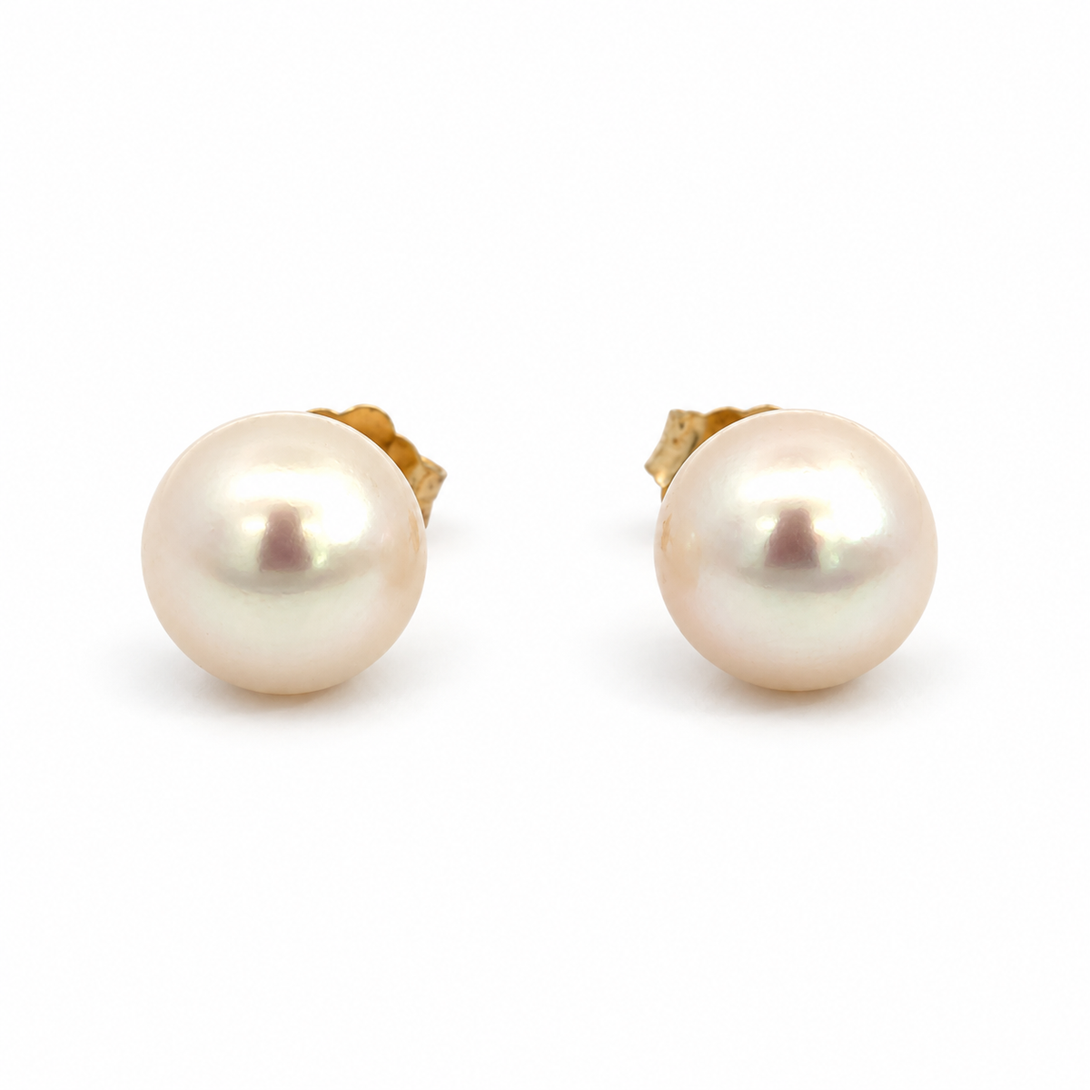 14K Yellow Gold 8.5mm Pearl Stud Earrings