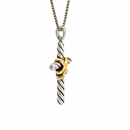 David Yurman X Cross Pendant – Sterling Silver & 14K Yellow Gold