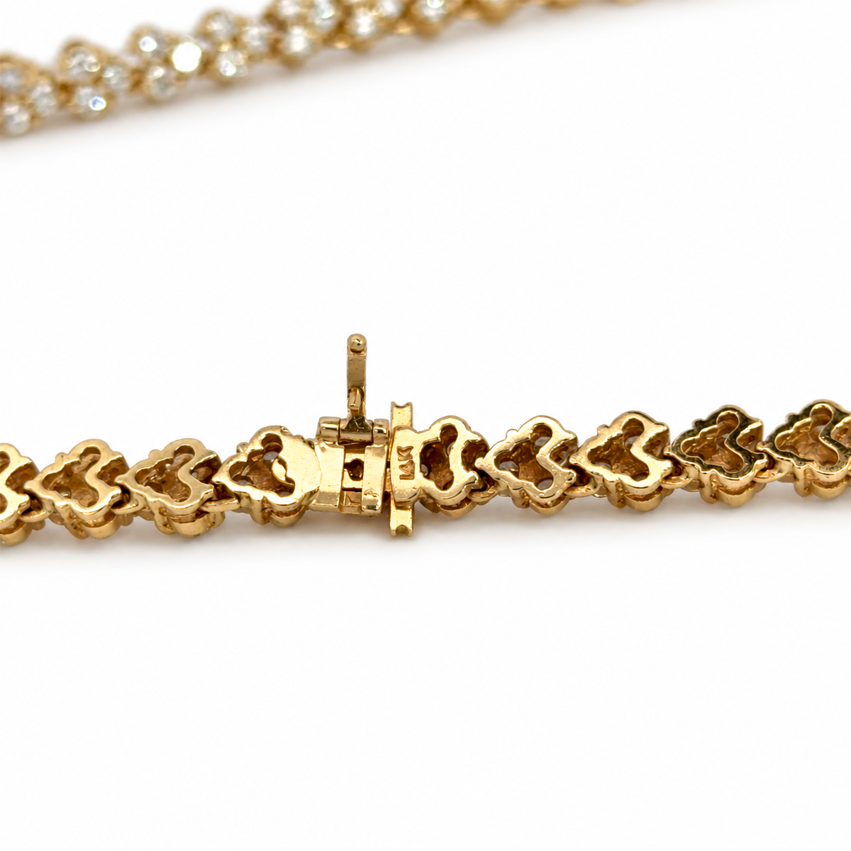 14K Yellow Gold Diamond Three-Stone Cluster Necklace