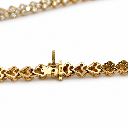 14K Yellow Gold Diamond Three-Stone Cluster Necklace