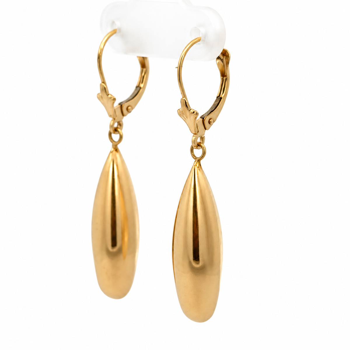 14K Yellow Gold Teardrop Dangle Earrings